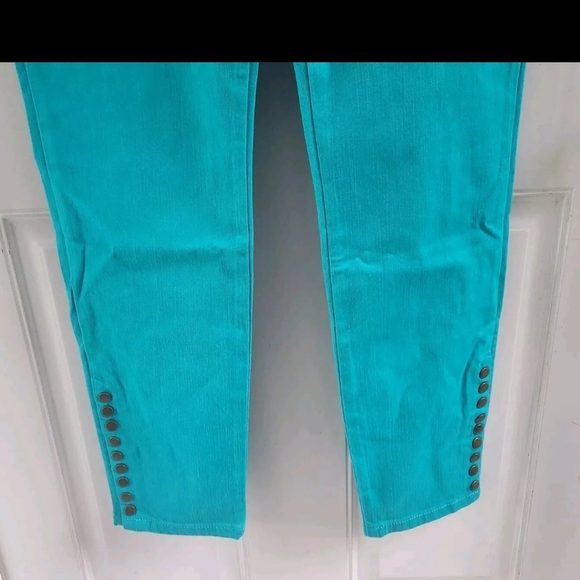 Soft Surroundings Teal Metro Ankle Triple S 4 Way Stretch Pants M 10 12 New - Picture 3 of 7